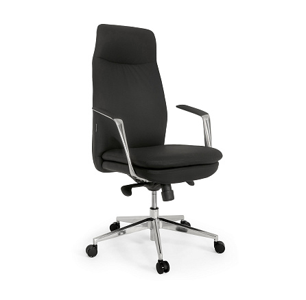 LF0-PY51 Кресло экокожа,механизм мультиблок, крестовина алюминий,обивка черный DL105-45