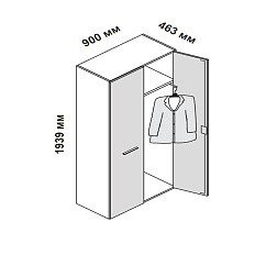 156934 Шкаф для кабинета высокий со штангой для одежды, двумя глухими дверцами и замком Enosi Белый LS (68)