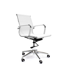 RT-02Q Кресло сетка, крестовина хром, knee-tilt обивка белая