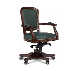D80 Венеция Кресло кожа дерево зеленый Mardas Verde / темный орех