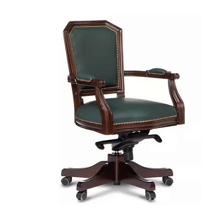 D80 Венеция Кресло кожа дерево зеленый Mardas Verde / темный орех