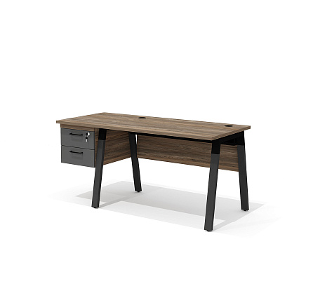 LM-11L + LF-4 Стол прямой с подвесной тумбой на МК Line Делиос/антрацит