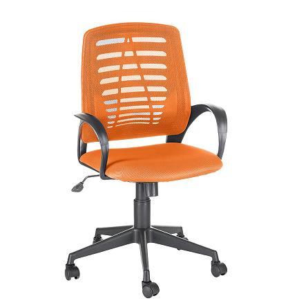 Ирис Кресло ткань,крест.пластик,механизм пиастра обивка оранжевый TW, каркас черный