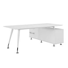 EMP 111 + EMP301SX + EMP704 Стол с опорной тумбой левый Emporio белый глянец