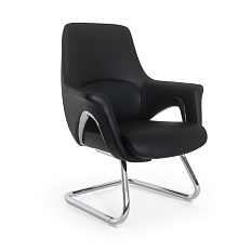 MB-636BS Кресло экокожа, полозья хром, обивка черный PU019