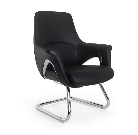 MB-636BS Кресло экокожа, полозья хром, обивка черный PU019