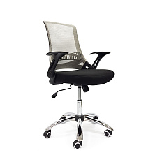 RT-2001Q мелкая (новая) сетка  Кресло сетка,крест. хром, ТопГан обивка серый/черный