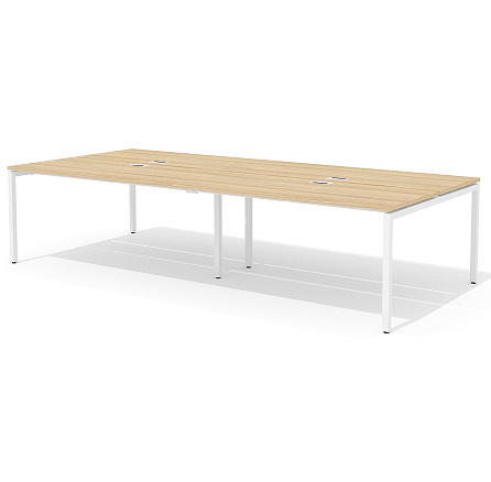 RM-2.1 (x4) + F-54M Двойная группа сдвоенного стола прямого с люком на металлокаркасе Rio Project швейцарский вяз / белый