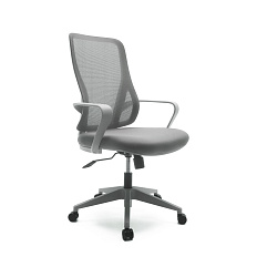 SK-3226B Кресло спинка сетка, сиденье ткань, крестовина серый пластик, обивка серый DJ-20/TX-22