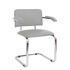 СИЛЬВИЯ ARM Стул иск. кожа, полозья хром V-28 серый