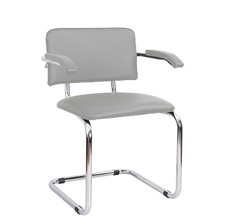 СИЛЬВИЯ ARM Стул иск. кожа, полозья хром V-28 серый