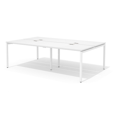 RM-4.1 (x4) + F-52M Двойная группа сдвоенного стола прямого с люком на металлокаркасе Rio Project белый