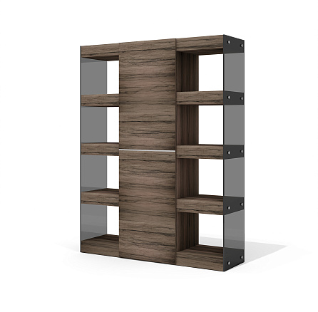 GS-7M Шкаф-гардероб 144х42х185 Глазго / Glass.Go лимба тёмная/стекло тонированное