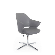 KH-Star-X (pu) Кресло конференц экокожа, крест.алюминий, мех. мультиблок обивка темно-серый 2630