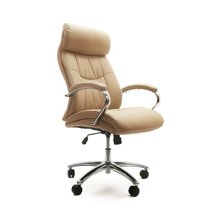 RT-614 Кресло экокожа, крестовина хром Топ Ган обивка бежевый 70