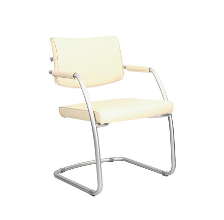 DELTA silver Стул иск. кожа, полозья металл обивка слоновая кость V-18, каркас серебристый