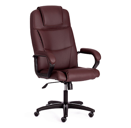 BERGAMO (22) Кресло иск.кожа,крестовина пластик обивка коричневый 36-36, каркас черный, код 19357