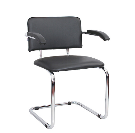 СИЛЬВИЯ ARM Стул иск. кожа, полозья хром V-4 черный