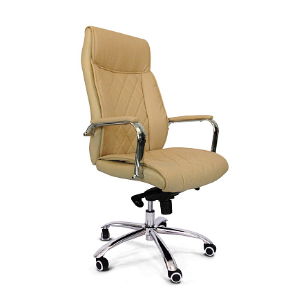 RT-720А Кресло экокожа, крест. хром мультиблок обивка бежевый 70