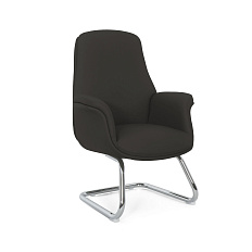 MB-618BS Кресло кожа/экокожа, полозья хром, обивка черный К08/PU019
