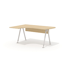 GM-104L + G-86 Эргономичный стол на металлокаркасе левый Гамма дуб Виченца / беж