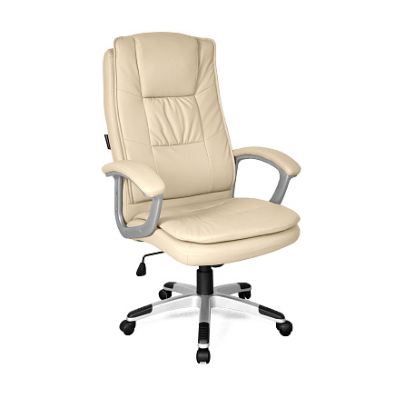 GY-2407 Кресло экокожа+кожзам, крестовина пластик, механизм Топ Ган обивка бежевый