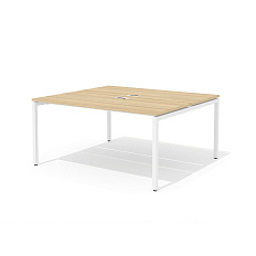 RM-2.1 (x2) + F-46M Сдвоенный стол прямой с люком на металлокаркасе Rio Project швейцарский вяз / белый