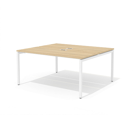 RM-2.1 (x2) + F-46M Сдвоенный стол прямой с люком на металлокаркасе Rio Project швейцарский вяз / белый