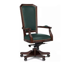 D100 Венеция Кресло кожа зеленая Madras Verde дерево темный орех