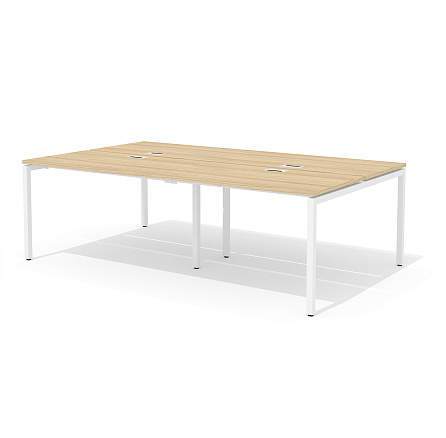 RM-4.1 (x4) + F-52M Двойная группа сдвоенного стола прямого с люком на металлокаркасе Rio Project швейцарский вяз / белый