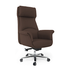 MB-678 Кресло кожа/экокожа, крестовина алюм., механизм мультиблок, мат. темно-коричневый K38/PU03