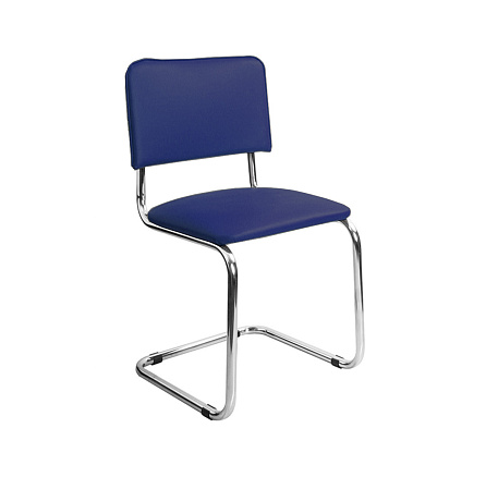 СИЛЬВИЯ Стул иск. кожа, полозья хром обивка синий V-15, каркас хром