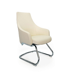 AR-C106-V Кресло кожа+экокожа, полозья хром обивка бежевый PW8621/K61-6